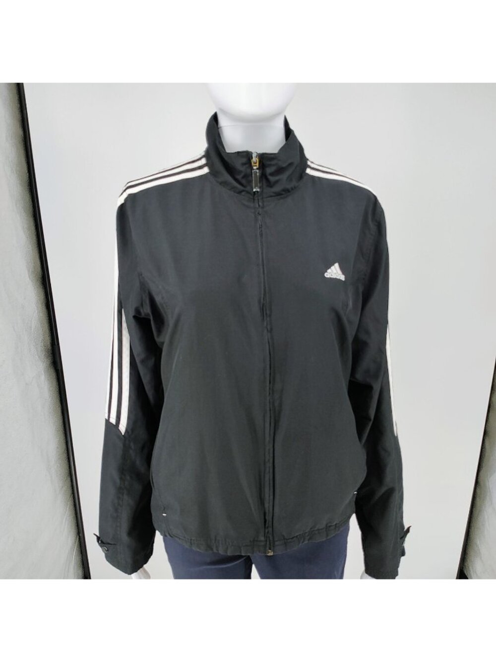 Adidas 2009 Black and White Classic Three Stripe Womens Track Jacket (Large)